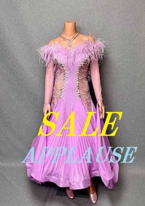 【新着】社交ダンス ドレス　スタンダード　モダンドレス　ラベンダー（ファー）　M   ST-25-13  デモ・競技用ドレス　発表会衣装　パーティドレス　ワンピース　舞台衣装