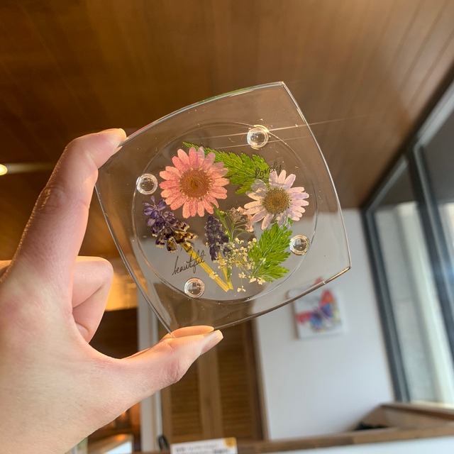 固まるハーバリウムの押し花コースター Hinata Design ヒナタ デザイン 固まるハーバリウムの押し花コースター Hinata Design ヒナタ デザイン