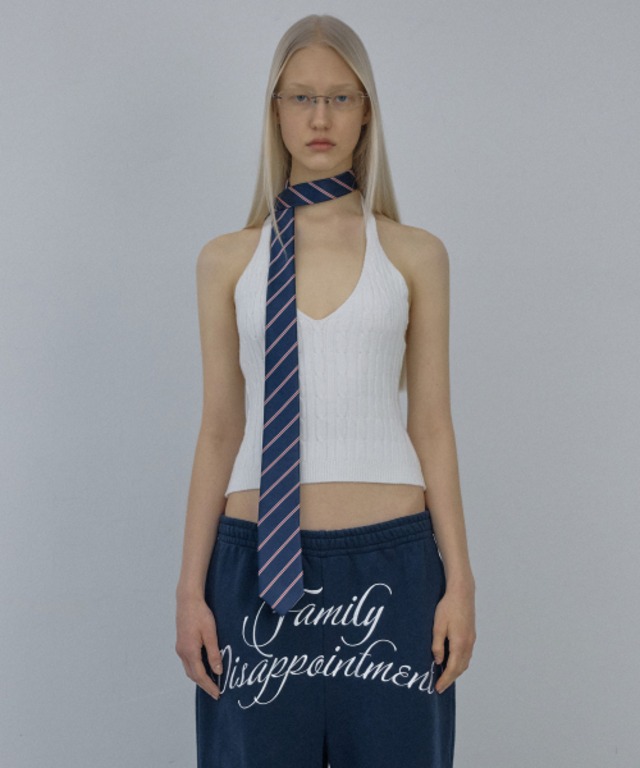 [SCULPTOR] Knitted Cable Halter Top Off White