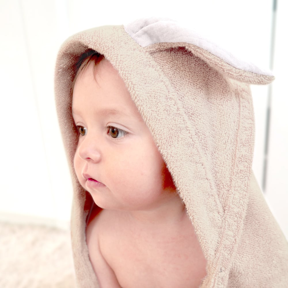 うさ耳 おくるみバスタオル／グレー | Baby blossom