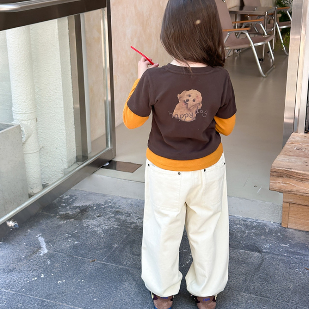 秋レイヤードカラーブロックTシャツ