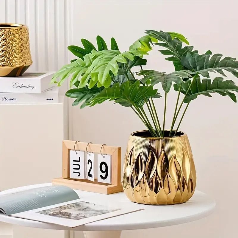 プランター フラワーポット フラワーベース 植木鉢 ゴールド