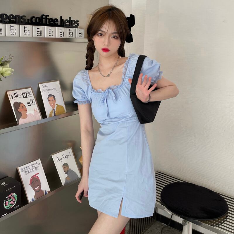 ドレス サマースタイルレースカラースカート スリーブ 夏物 スクウェア クレセントシティ28735848442