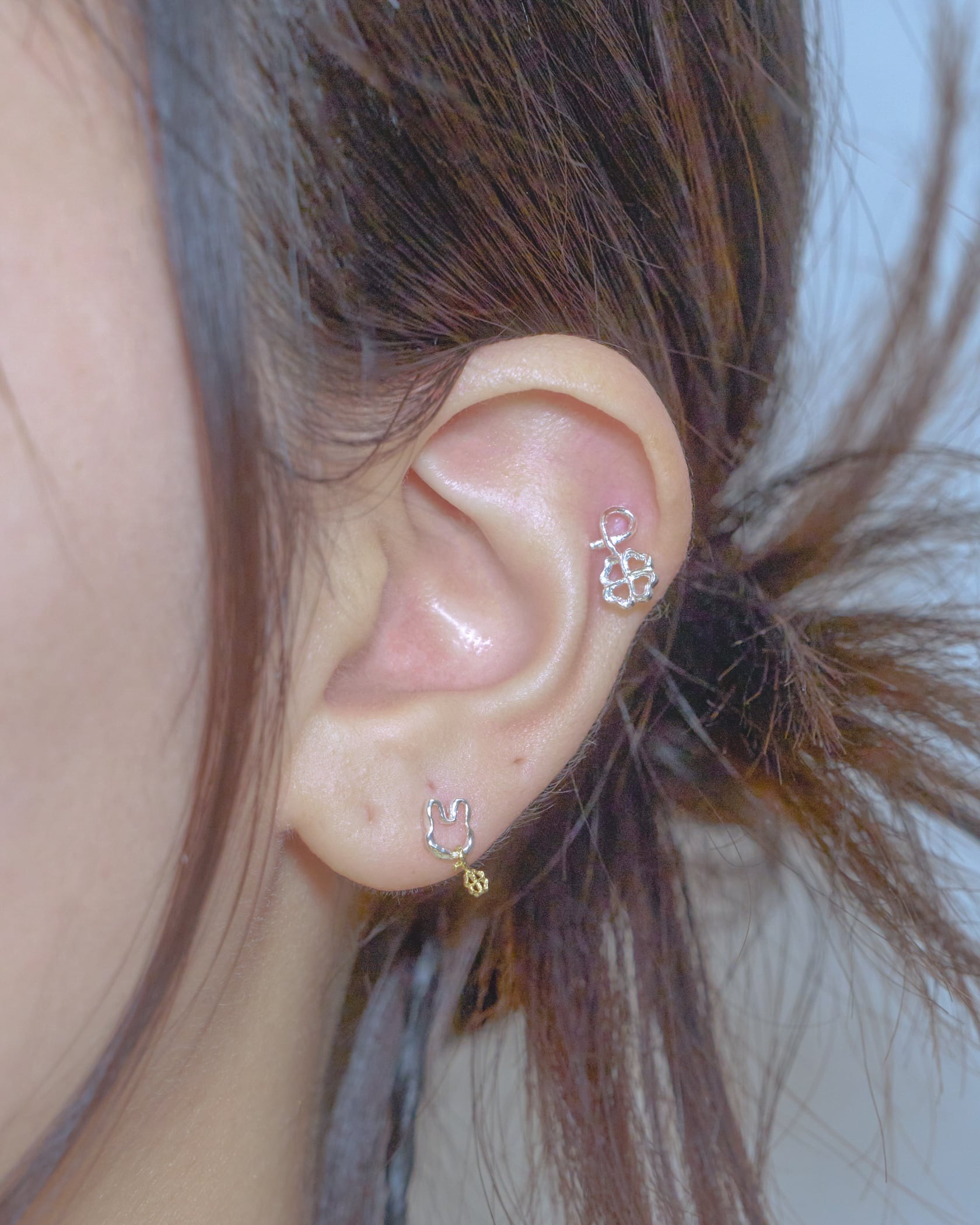 四葉とメビウサギのearring S silver925 K18YellowGold LJ24050P 四葉とメビウサギのearring S silver925 K18YellowGold LJ24050P