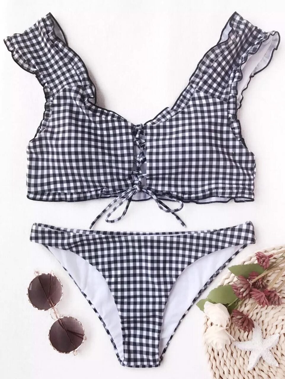ギンガムチェック レースアップビキニ | REGINA SWIMWEAR