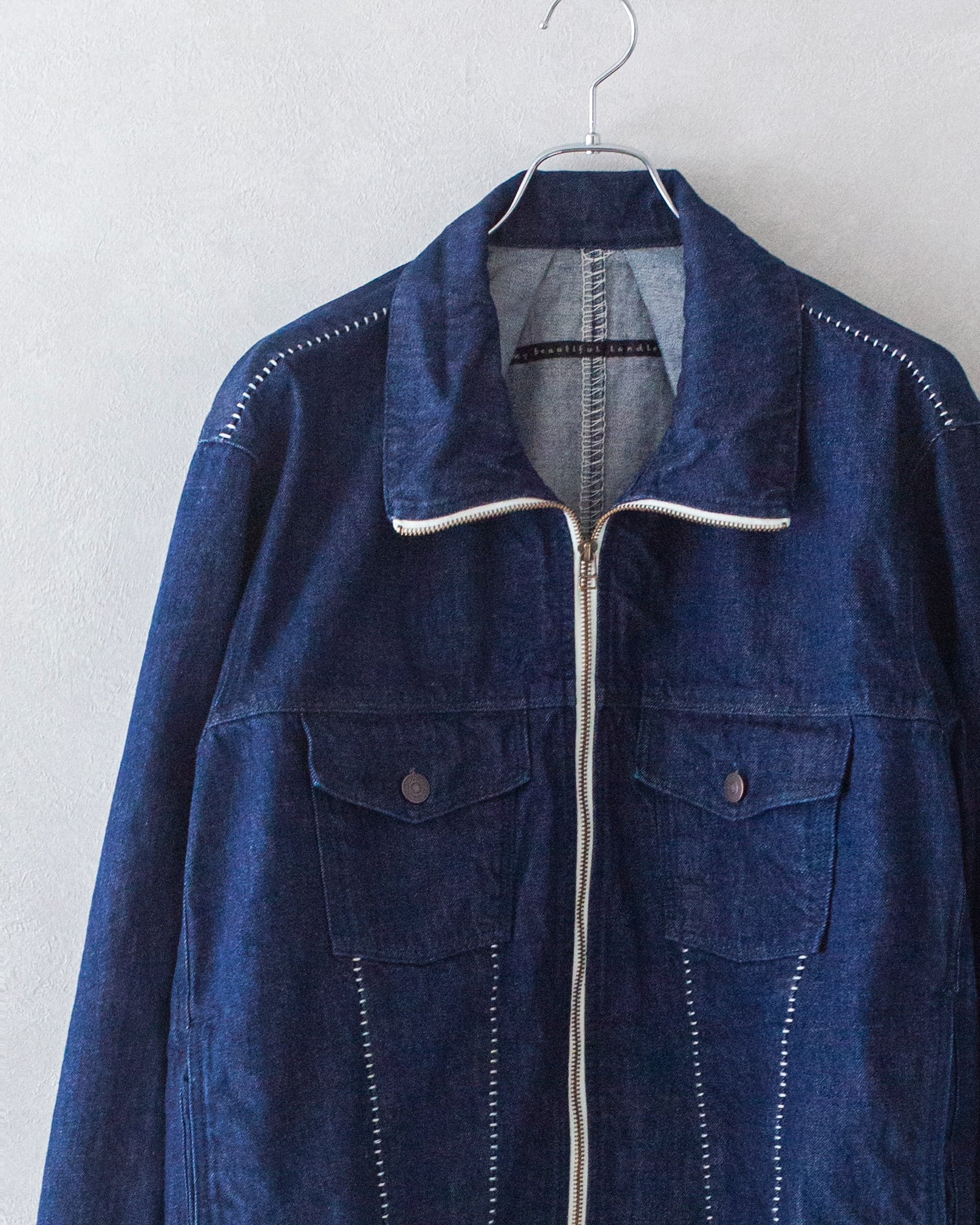 my beautiful landlet 12.5oz DENIM ZIP JACKET - One Wash BLUE-OW | nua