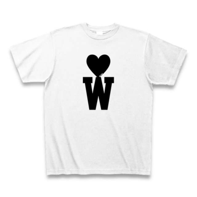 MR.HUGE HEART ON INITIAL（ハート　オン　イニシャル）PRINTED Tシャツ　ホワイト W