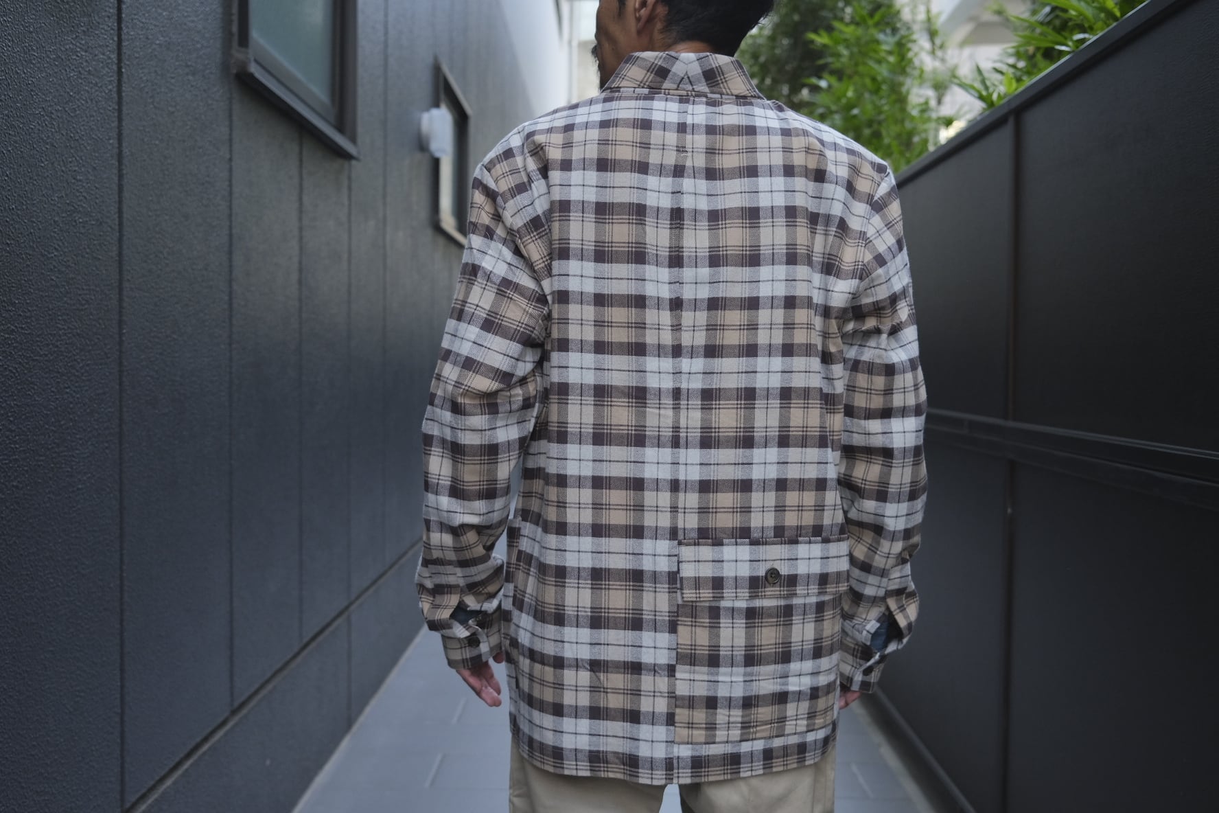 KENNETH FIELD(ケネスフィールド) / SHAWL JACKET NEL CHECK-GRAY-(13