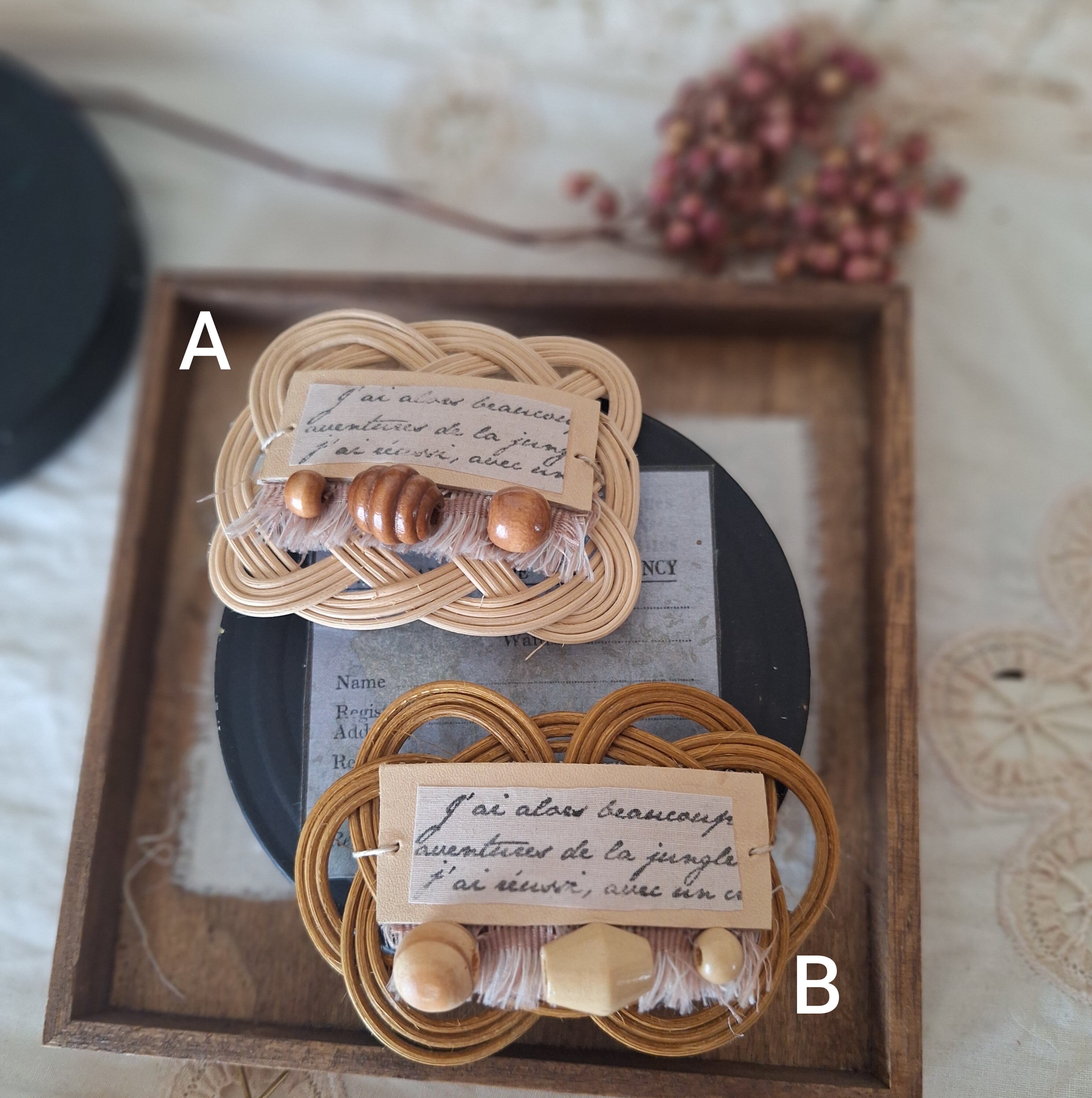 藤(ラタン)のバレッタ ＊訳あり