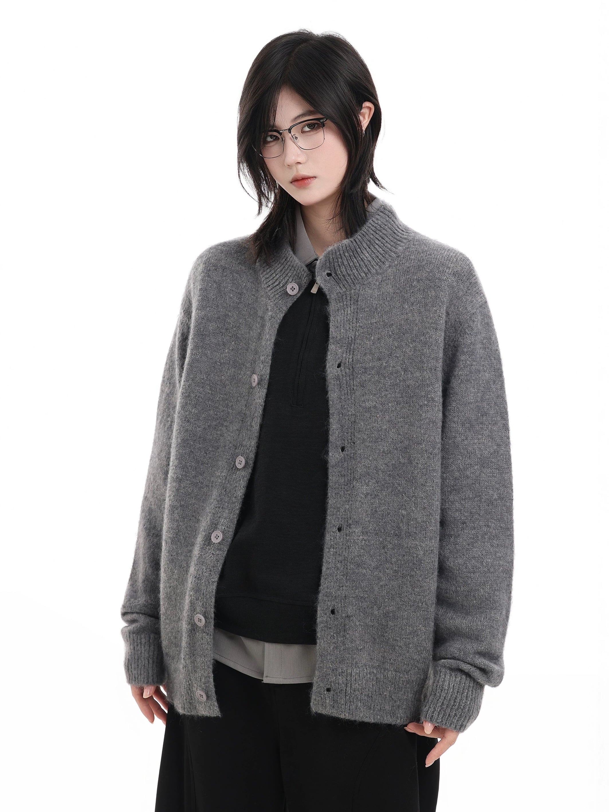モックネックボタンカーディガン / MOCK NECK BUTTON CARDIGAN