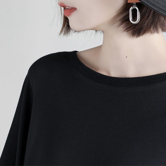 Boat neck design drop shoulder & wide sleeve top C1078