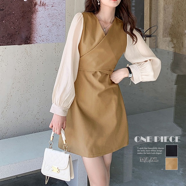 レディース ワンピース カシュクール風