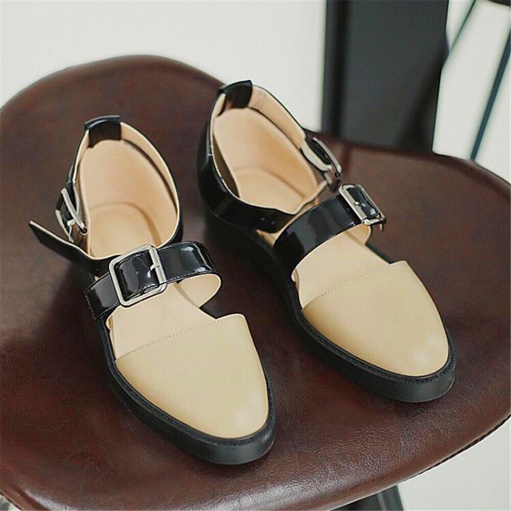 【新作】【送料無料】 春のセクシーなファッションレトロな厚いヒールハイヒールベージュホワイトブラックベルトバックルラウンドヘッドハイヒールの女性 靴 シューズ スプリング 春物 ハーネス 10b374681196699