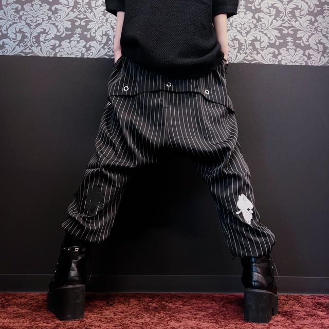 フラップ付き3POCKET SARROUEL PANTS【STRIPE】