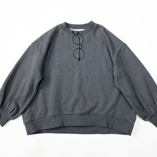 【michirico】【26AW】【10】【L-XXL】Glasses embroidery pullover