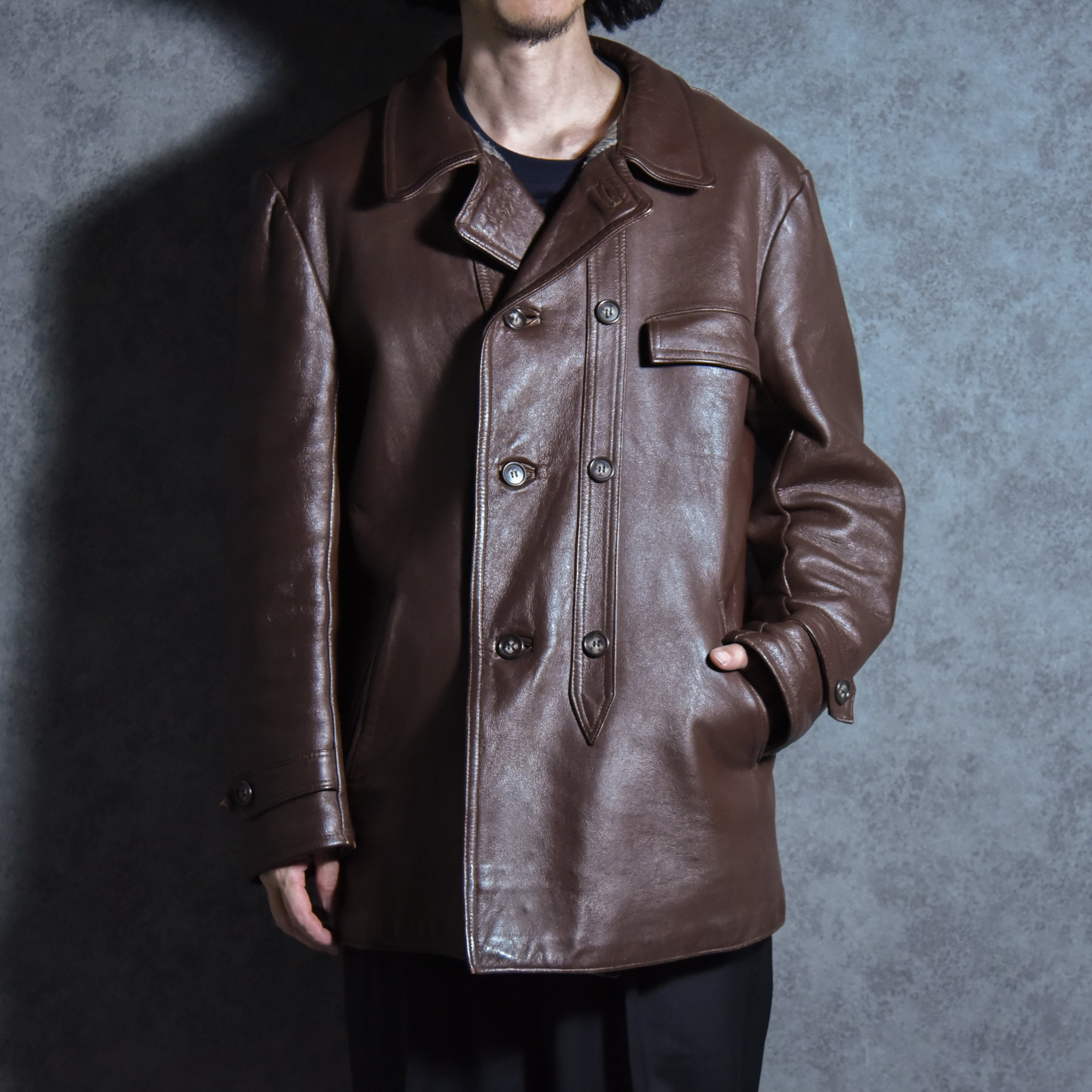 90s Italian Suede Leather Jacket Black スエード レザー ジャケット