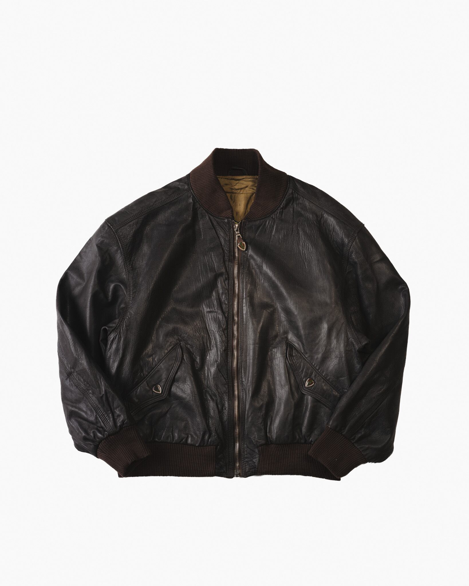 Vintage 「HUGO BOSS」Cow Leather Bomber L 1980's] 