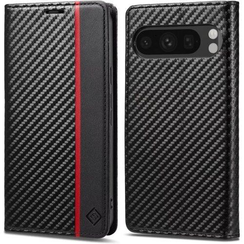 for Google Pixel 9/9 Pro ケース 手帳型 ピクセル9 /9プロ 手帳 ケース 耐衝撃 炭素繊維テクスチャ マグネット開閉式 便利 軽量 薄型 カード収納 スタンド機能 おしゃれ スマホケース 人気 耐衝撃 全面保護 汗や指紋防止 携帯カバー ビジネス 上質 高級な炭素繊維風 縦のライン 2790
