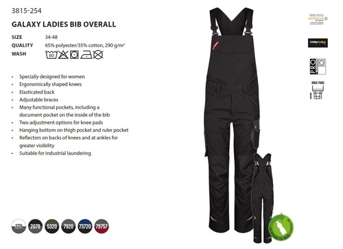 3815-254 GALAXY LADIES BIB OVERALL