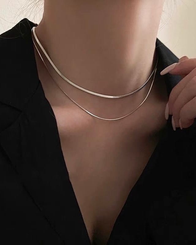 316L wide snake necklace【silver/gold】(N196)