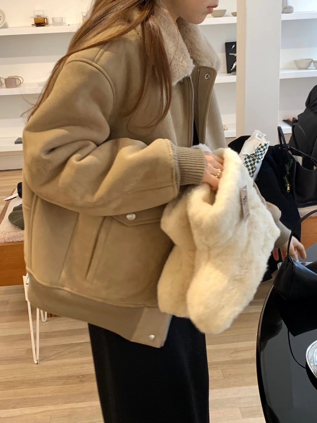 (即納) ounce / Mood suede fur suede coat