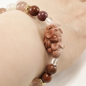 【送料無料】アラシャン瑪瑙 人魚彫刻 - ムーンストーン ストロベリークォーツ クリスタル 天然石 ブレスレット