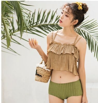 【大人気 おしゃれ】春・夏 エリー水着 2色 春 夏 レディース 水着 大きいサイズ 三点セット 2色 体型カバー