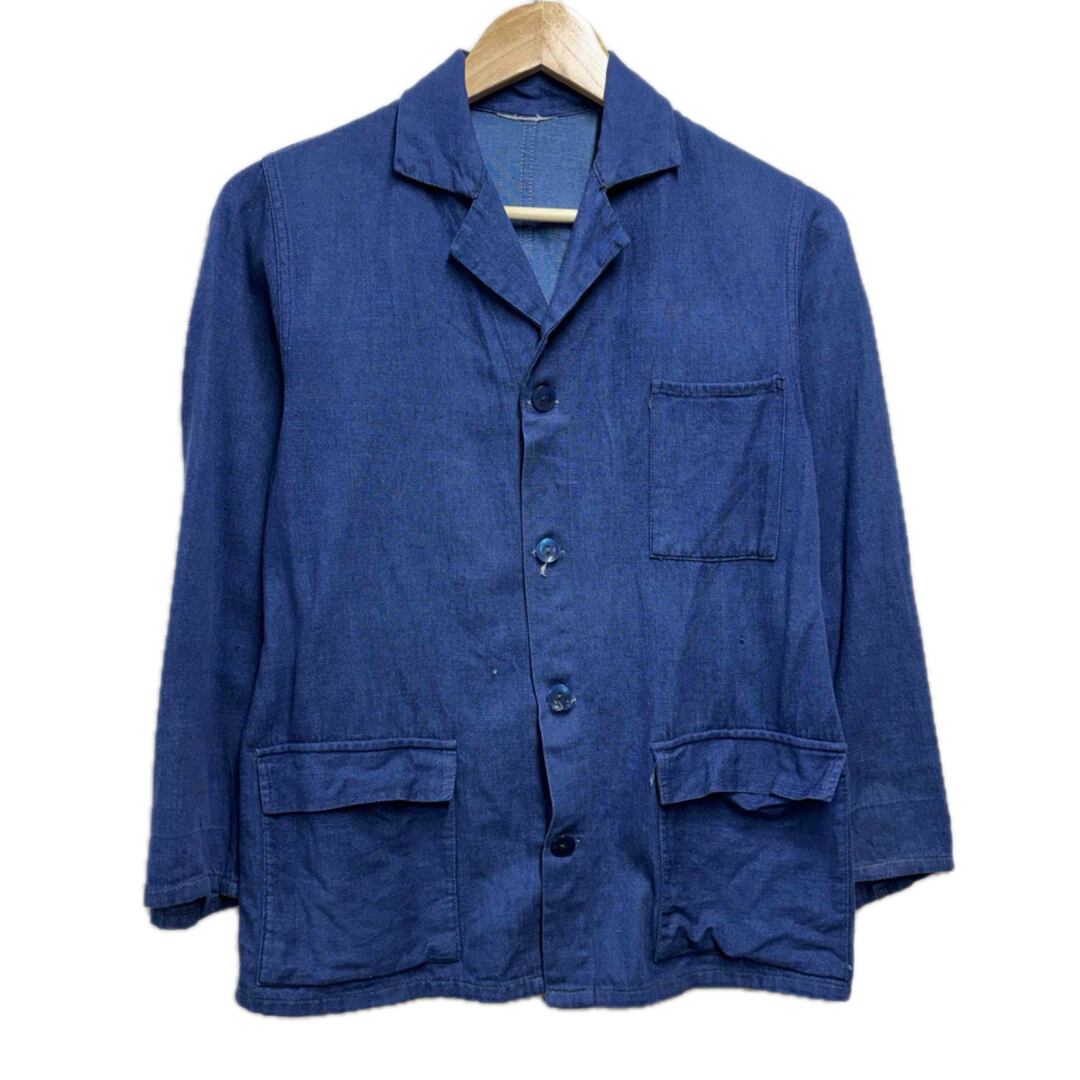 60-70s フレンチワークジャケット コットンツイル ブルー メンズS相当