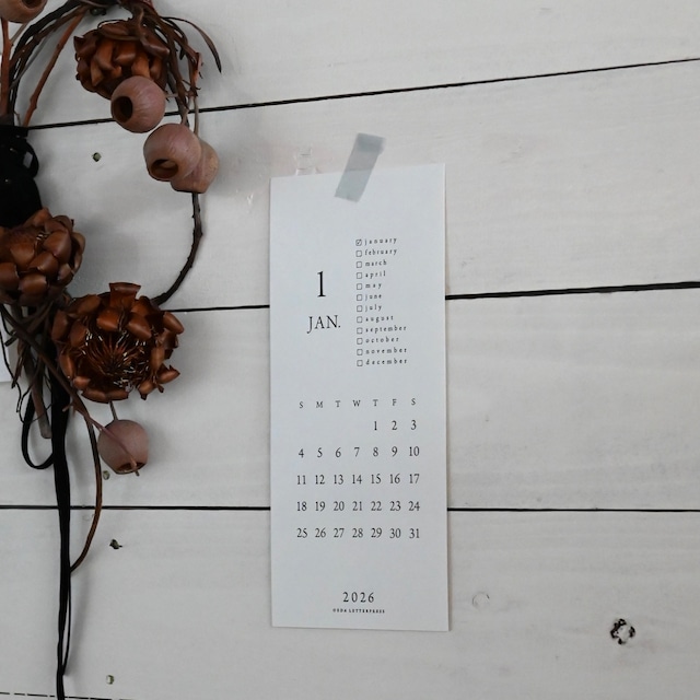 大枝活版室 / LETTER PRESS CALENDAR 2026〈カレンダー・活版・活版印刷・スケジュール 〉