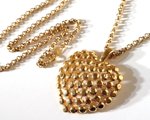 「Trifari」70s vintage gold heart pendant necklace