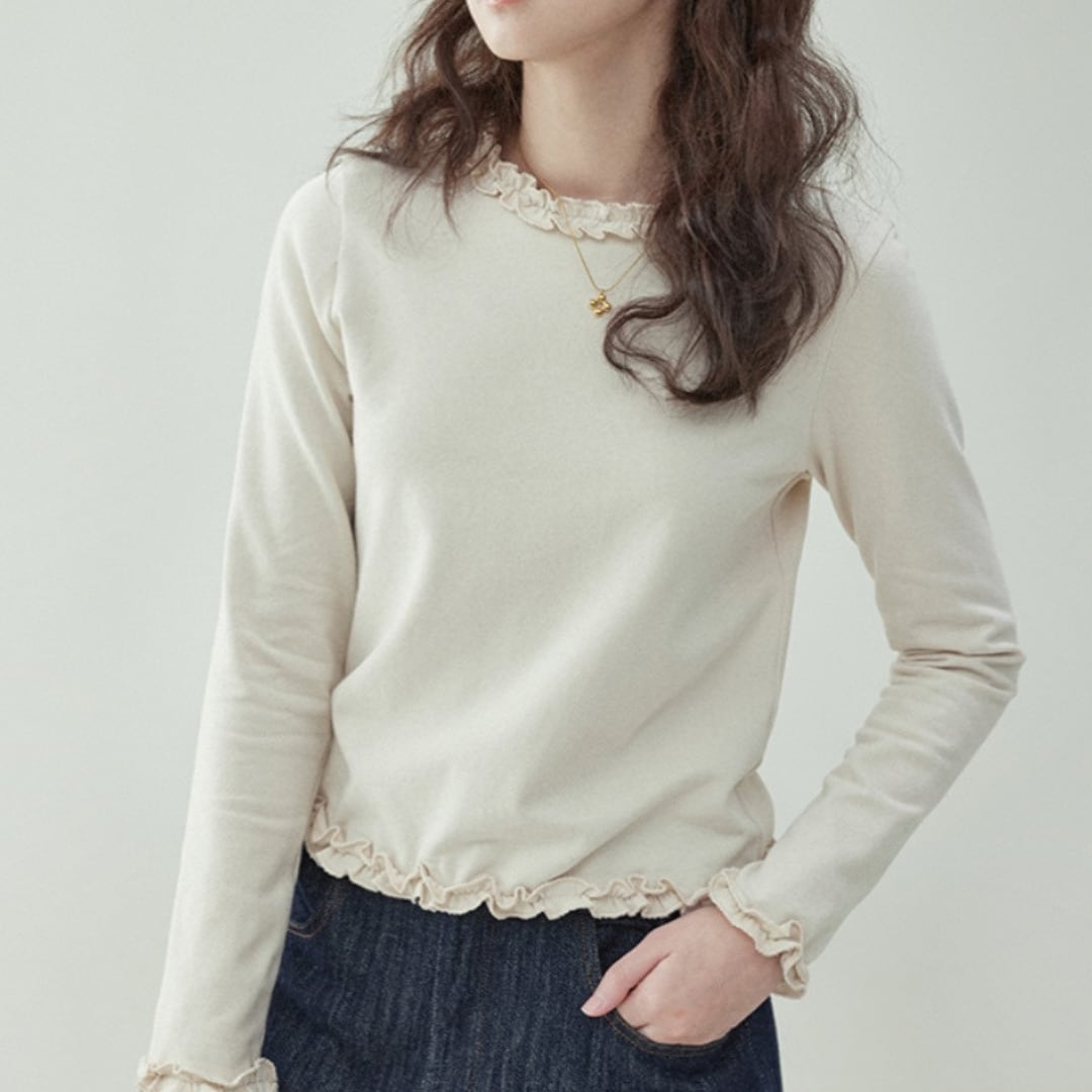 french frill plain t sirt tops