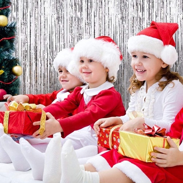 2個セット タッセルカーテン キラキラ 背景 明るい光沢 誕生日 飾り付け パーティー 結婚式 舞台 空間デコレーション バックドロップ ホイルカーテン フォトブース カラフル party decoration 100cm*250cm (シルバー)