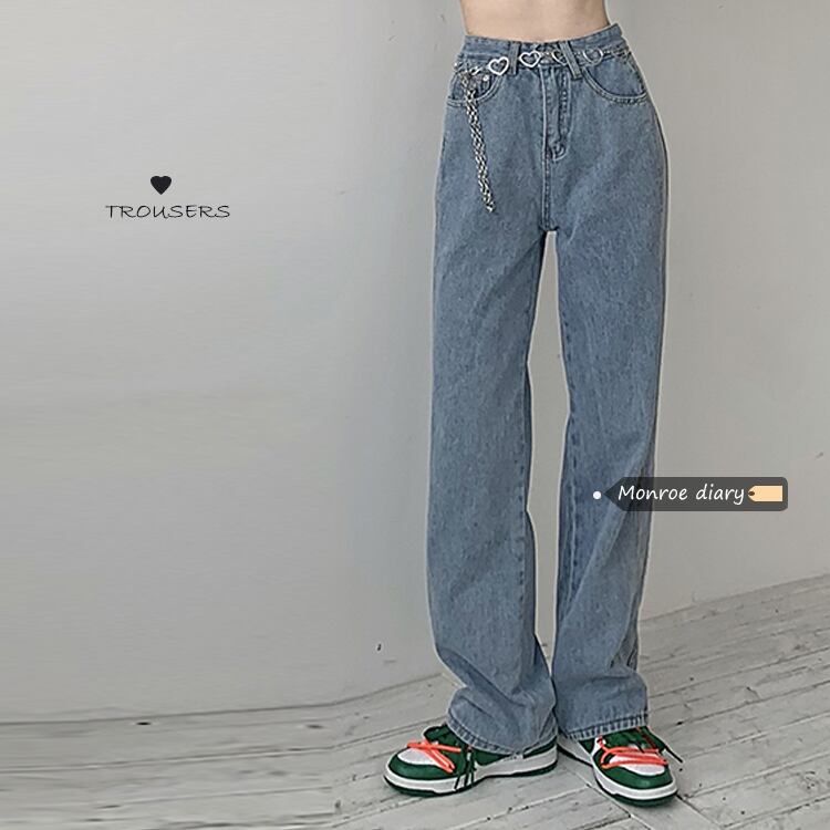 ブルースタンダードハイウェストウェストパンツ スプリングオータム薄手ルーズサマー レトロ 春物 夏物 秋物 モンロー54496157431