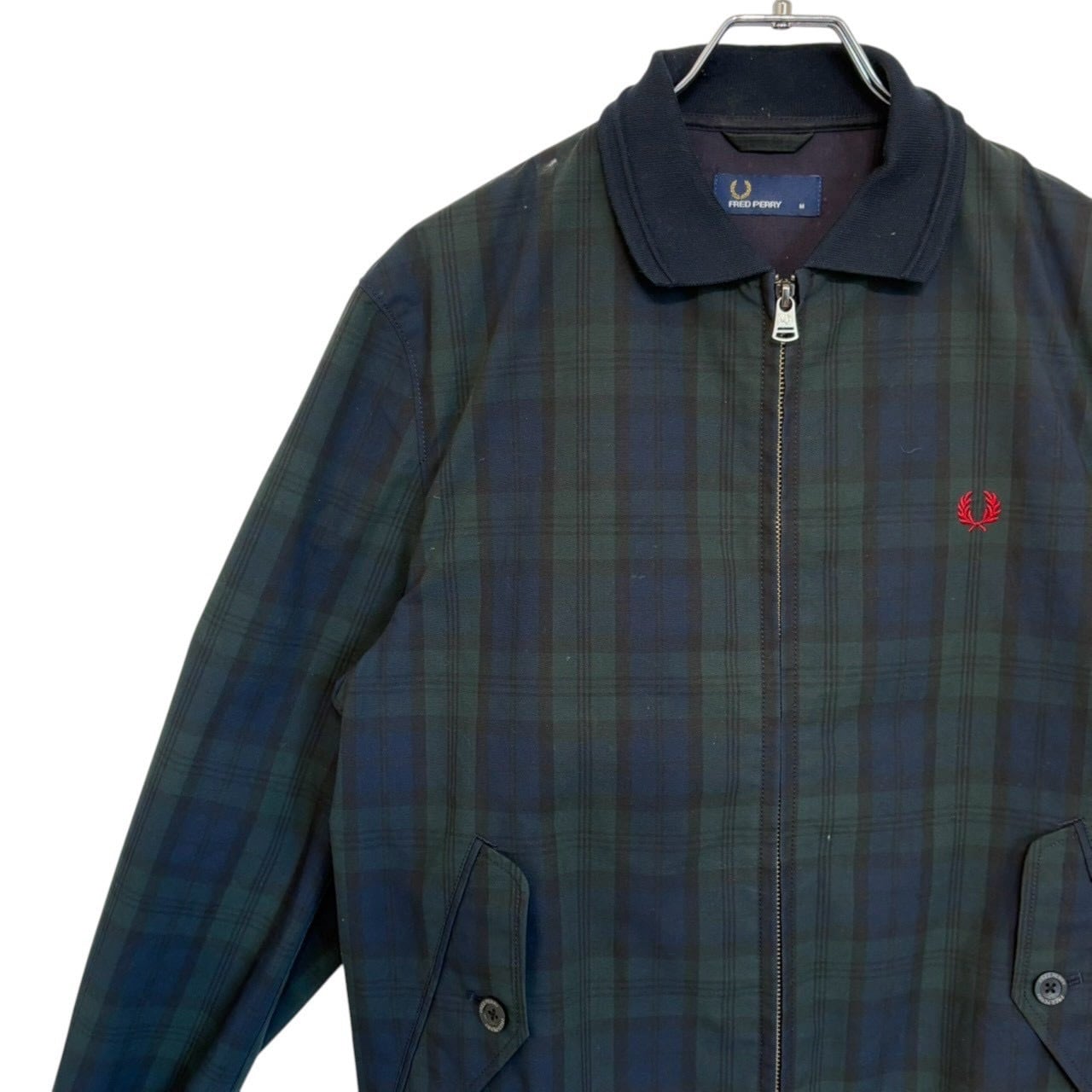 FRED PERRY フレッドペリー ポロシャツ M ボーダー 刺繍ロゴ ワン