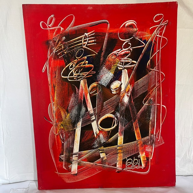 ベナン共和国絵画　縦90cmサイズ　BBi作　アフリカ女性　BA-ssb1