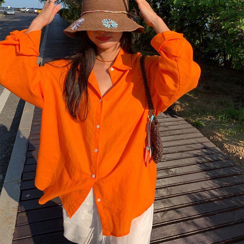 Back slit button down shirt 00459