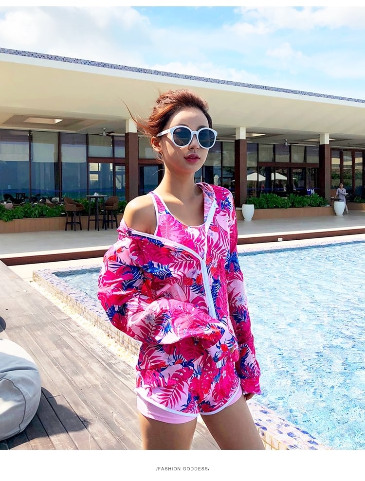 M336】水着 全2色 3点セット 体型カバー ビキニ ラッシュガード