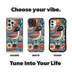 受注生産 iPhoneケース 鳥と花のサイケ民芸柄｜鳥モチーフ PSYF062B