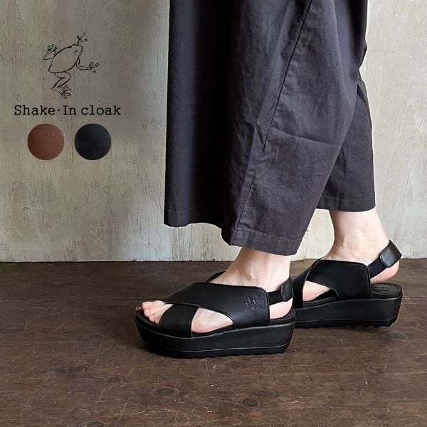 履くだけでスタイルアップ/本革厚底サンダル/Shake in cloak gk62