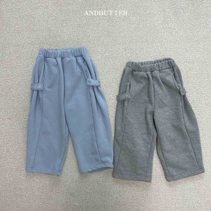 【and butter】ボタンワイドスウェットパンツ グレー 130cm