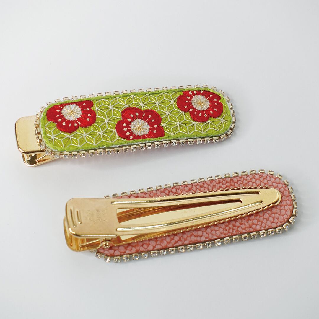 【梅×麻の葉】ヘアクリップ/【ume blossom×Asa-no-ha】Hair Clip