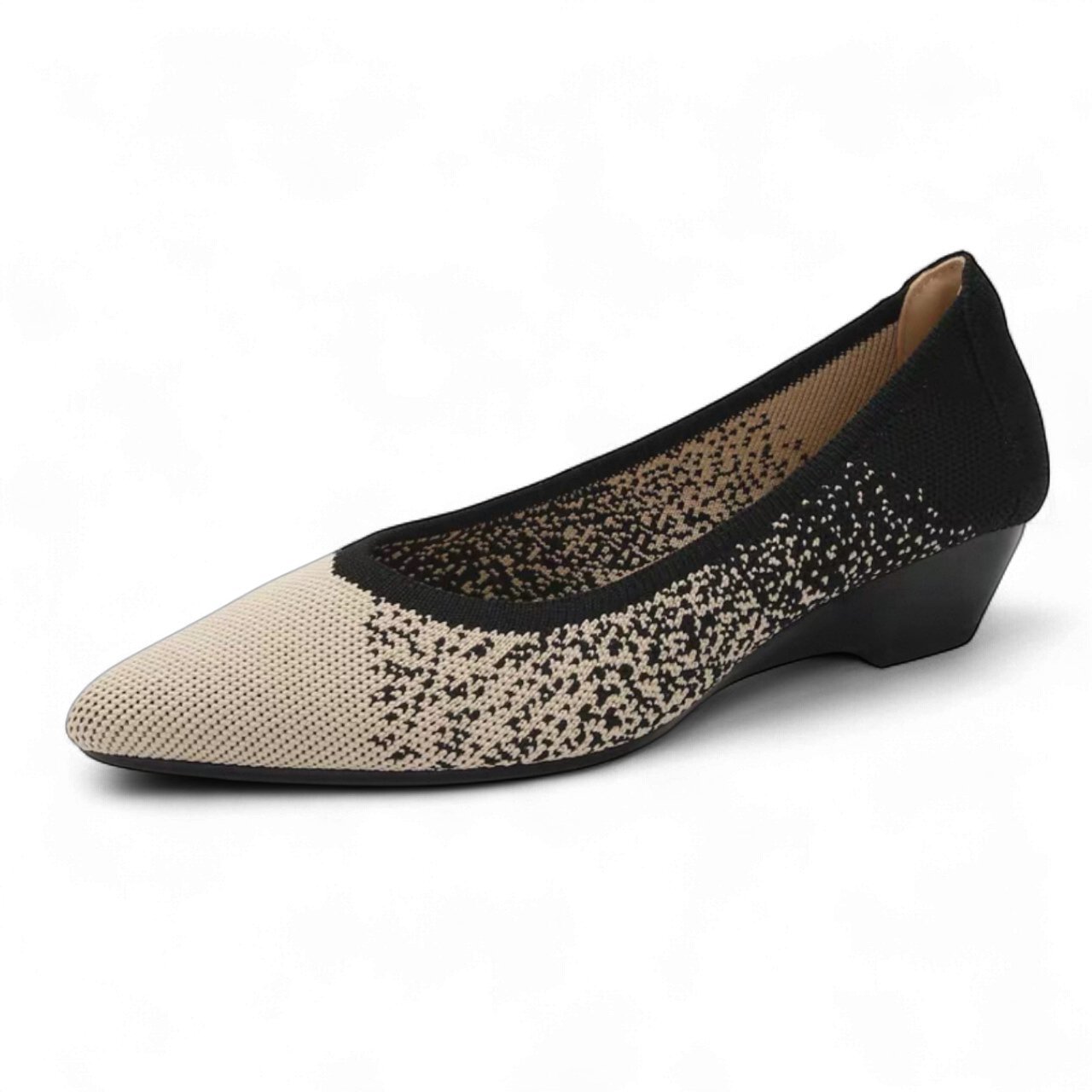 ニットウェッジパンプス ベージュスプレー knit wedge pumps Beige spray 254-S-4