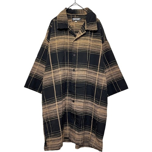 『美品 VINTAGE MENCH PLATINUM  art design big silhouette over size short sleeve shirt』USED 古着 ヴィンテージ India製 アート デッサン 総柄 ビッグ シルエット オーバー サイズ 半袖 シャツ