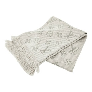 ルイ ヴィトン エシャルプ ロゴマニア マフラー M74742 グリペルル グレー ウール シルク レディース LOUIS VUITTON 【中古】