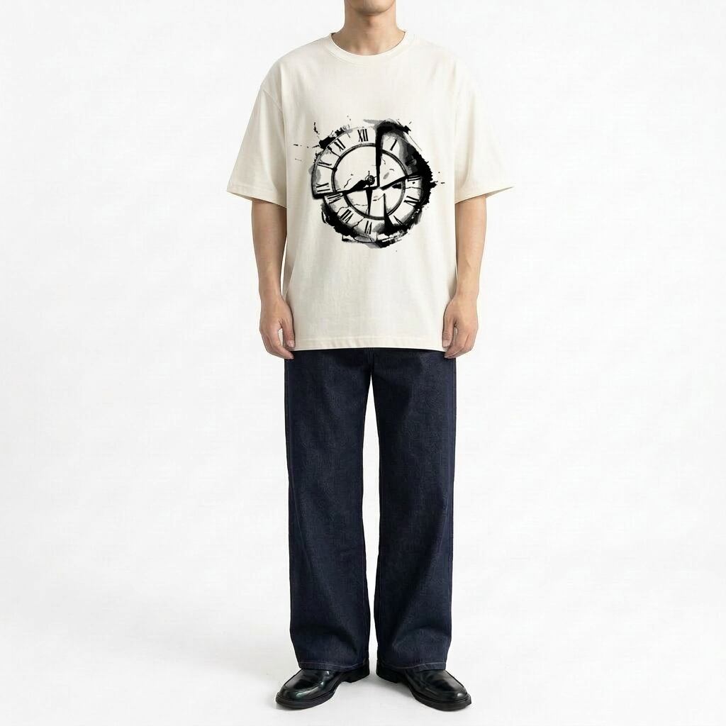 プリント半袖オーバーサイズ時計Tシャツ 10174