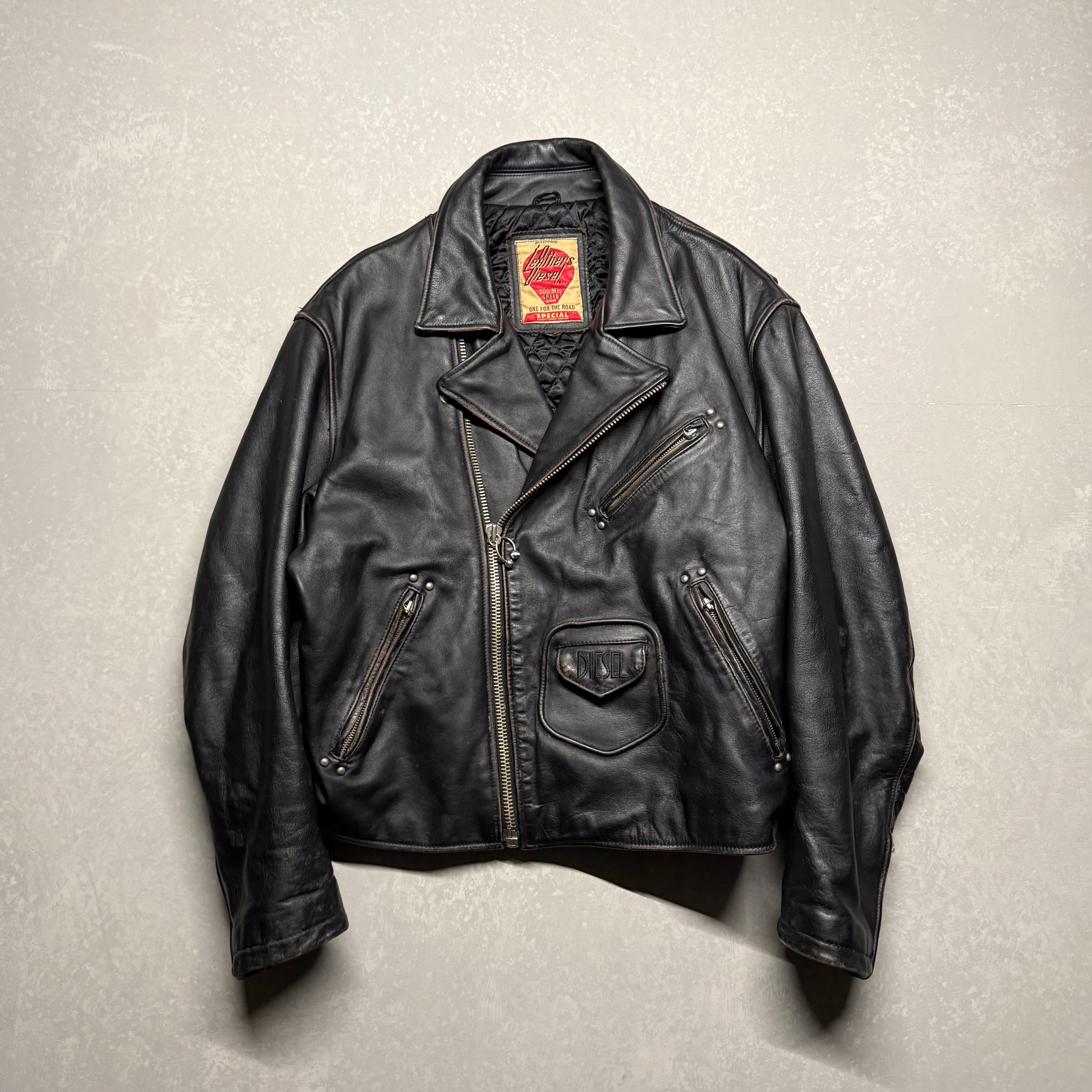 DIESEL 90s Leather double rider studs jacket 300Mls SPEED proof