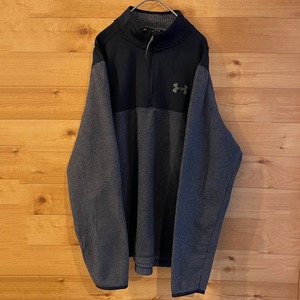 【UNDER ARMOUR】ハーフジップ プルオーバー 切替 フリース ワンポイントロゴ アメリカ古着