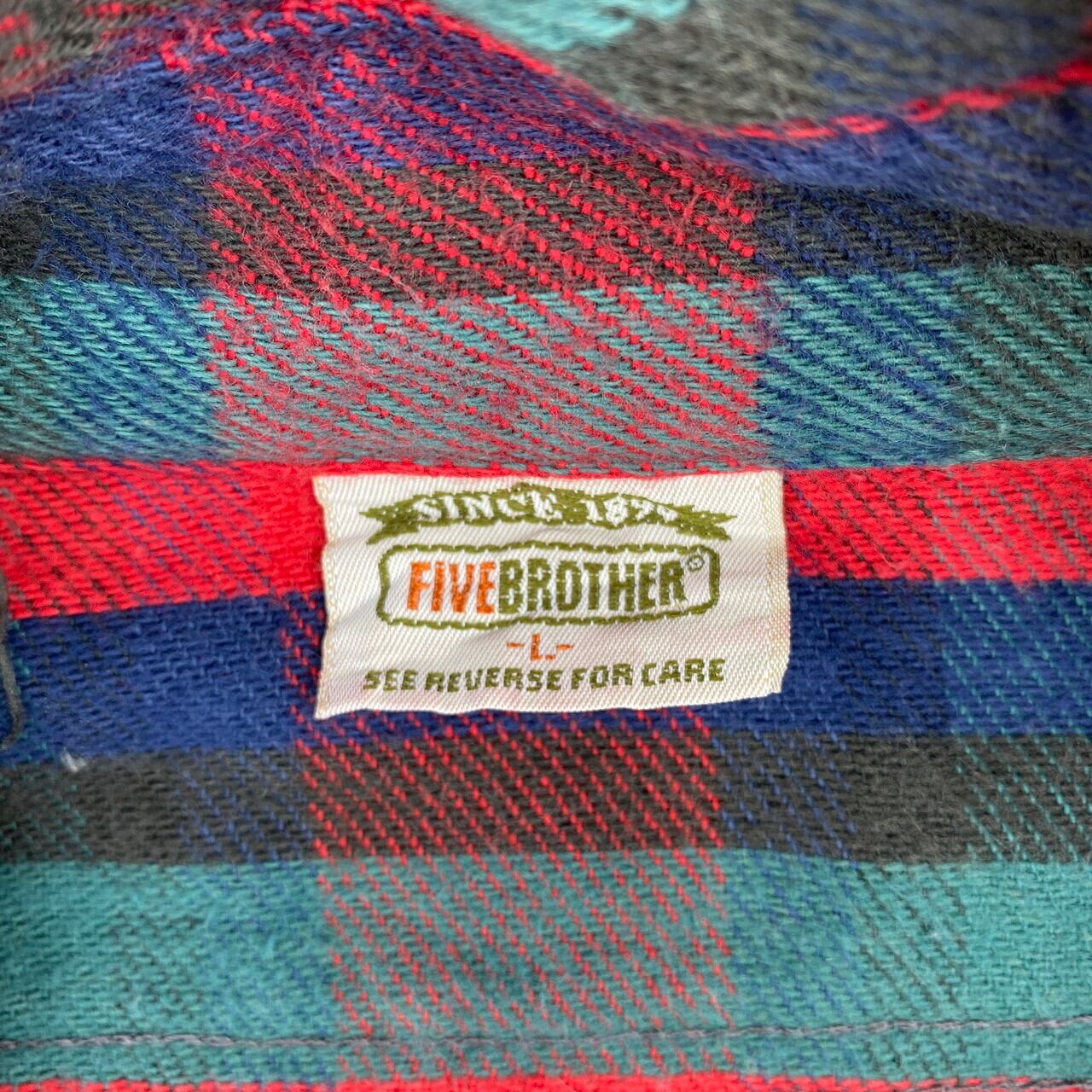 90年代 USA製 Five Brother ファイブブラザー チェック柄 長袖 ヘビー