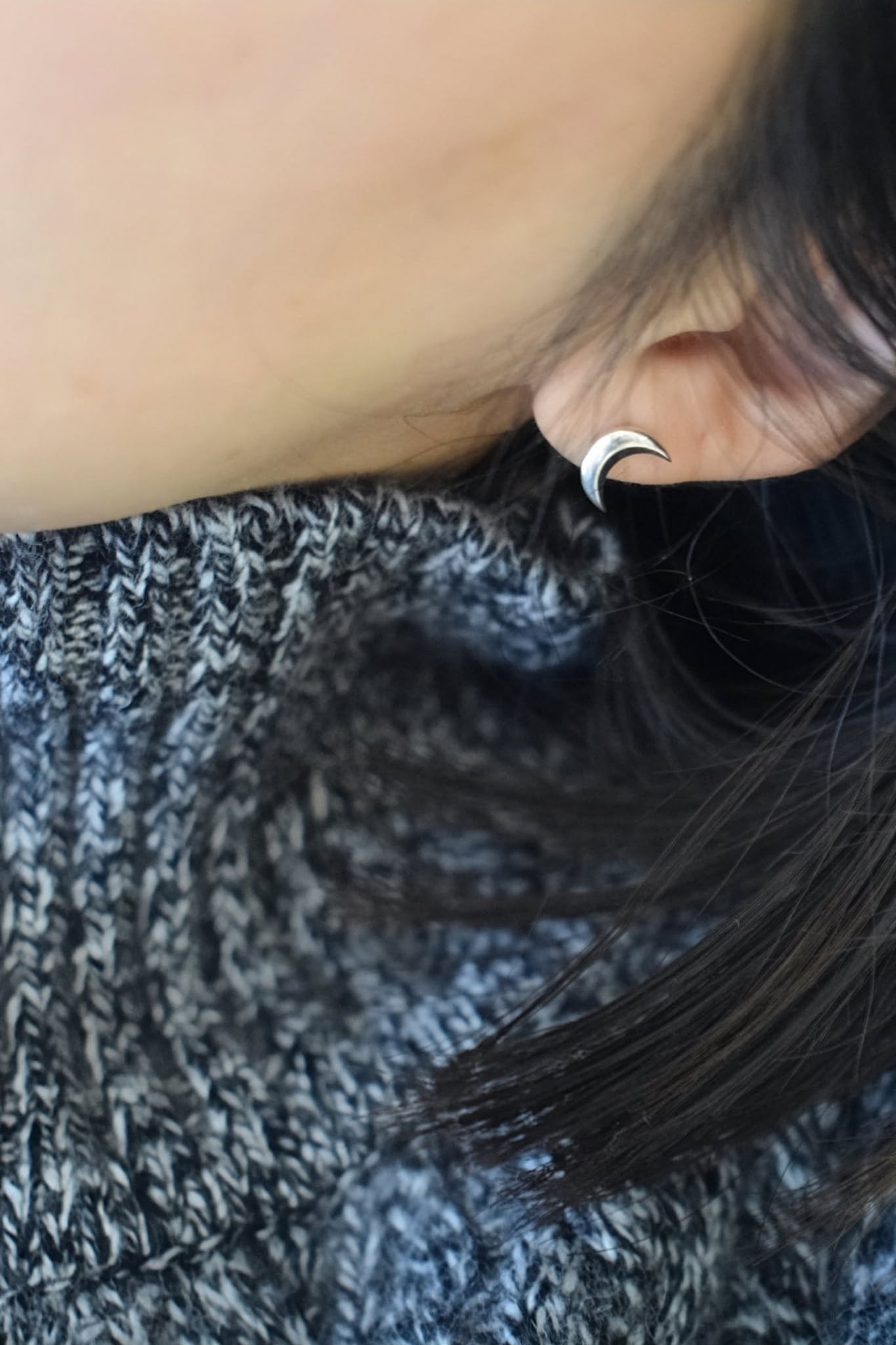 waning moon pierce /silver | emunjewelry