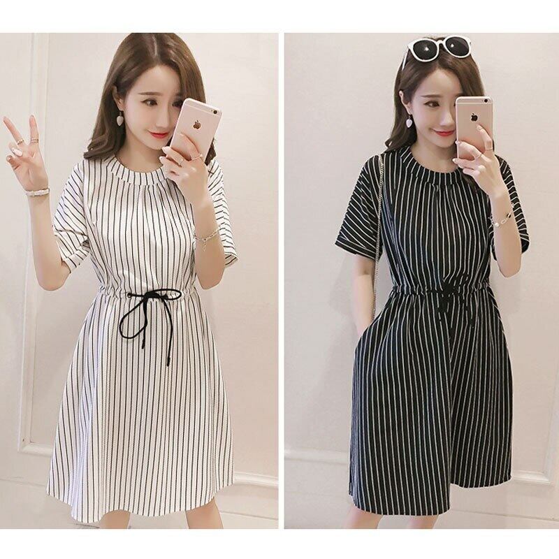 【新作】【送料無料】 看護マタニティドレス妊婦服ストライプ半袖授乳妊娠ドレスグラビダスマタニティ ショート ハーフスリーブ AL expec327788249968